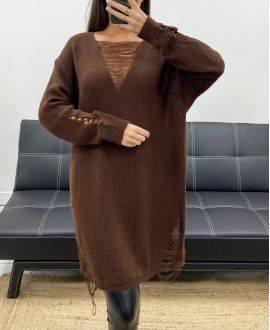 PULL ROBE OVERSIZE DESTROY CHOCOLAT
