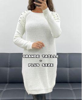 GRANDE TAILLE ROBE-PULL MAILLE A PERLES