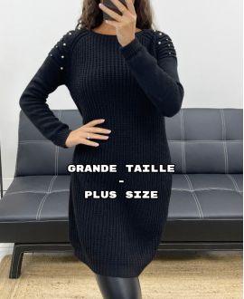 GRANDE TAILLE ROBE-PULL MAILLE A PERLES