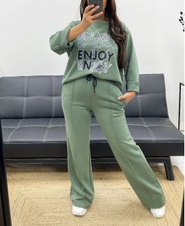 sweat shirt enjoy kaki