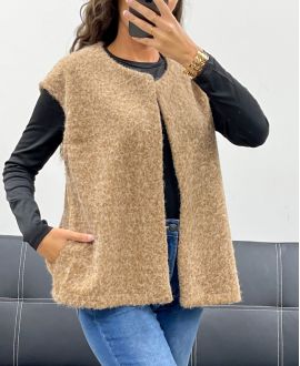 veste sans manches douce camel