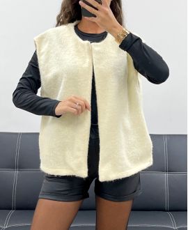 Veste sans manches tres douce ecru
