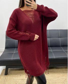 PULL ROBE OVERSIZE DESTROY  BORDEAUX